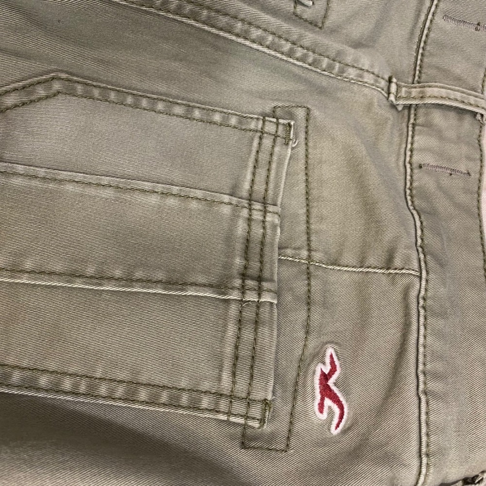 Hollister Jeans Womens 27 Olive Green Skinny Utility Rhinestone Embellished Y2K - Picture 4 of 8